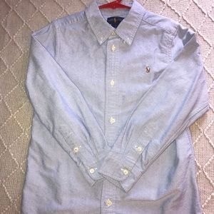 Boys Polo Oxford blue long sleeve shirt